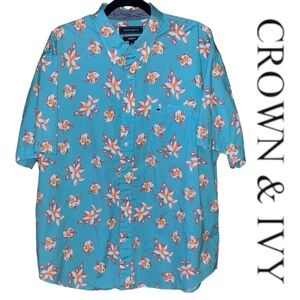 Crown & Ivy Men’s Hawaiian Floral Camp Shirt